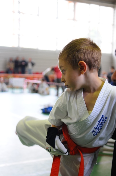 Un enfant fait du Karate